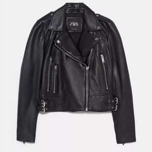 NWOT Zara GENUINE LEATHER biker  jacket